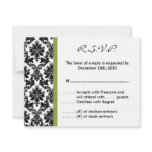 4x5 R.S.V.P. Reply Card - Black Damask Green RSVP Invitations