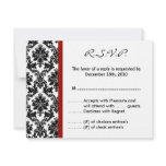 4x5 R.S.V.P. Reply Card - Black Damask Red Crimson Invitation