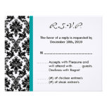 4x5 R.S.V.P. Reply Card - Black Damask Teal RSVP invitations
