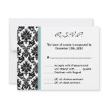 4x5 R.S.V.P. Reply Card Black Damask Tiffany Blue Personalized Invitations