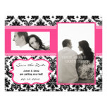 4x5 Save the Date Card - Black Damask & Hot Pink invitations