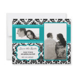 4x5 Save the Date Card - Black Damask & Teal Turqu Personalized Announcement