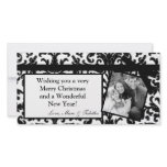 4x8 Black Damask Ribbon Frame PHOTO Christmas Card Picture Card
