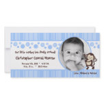 4x8 Blue Boy Pop Monkey Photo Birth Announcement Custom Photo Card