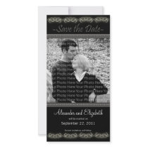 4x8" Elegant Black Save the Date Announcement Picture Card