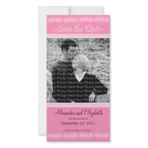 4x8" Elegant Pink Save the Date Announcement photo cards