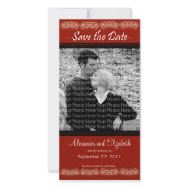 4x8" Elegant Red Save the Date Announcement photo cards