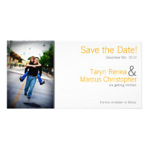 4x8 Engagement Announcement Yellow Grey Chevron Photo Greeting Card
