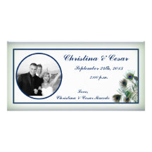 4x8 Engagement Photo Announcement Peacock Feathers Photo Cards