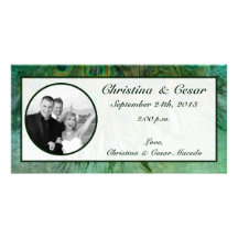4x8 Engagement Photo Announcement Peacock Green Fe Photo Card Template