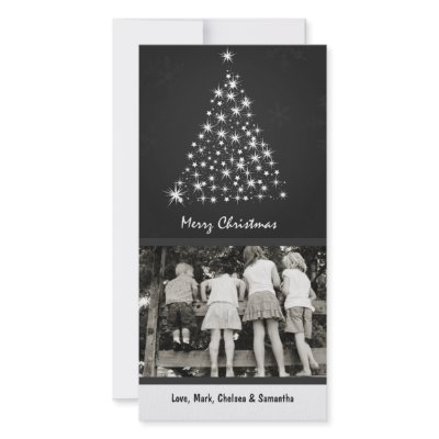 4x8 Gray Snowflake XMAS Tree PHOTO Christmas Card Custom Photo Card by AnnLeeDesigns