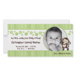 4x8 Green Pop Monkey Neut Photo Birth Announcement Photo Card Template