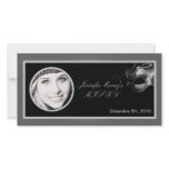 4x8 Mis XV Silver Black Party Announcement Personalized Photo Card