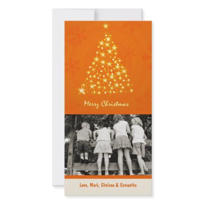 4x8 Orang Snowflake XMAS Tree PHOTO Christmas Card Custom Photo Card by AnnLeeDesigns