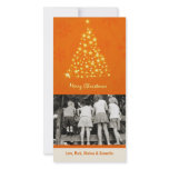4x8 Orang Snowflake XMAS Tree PHOTO Christmas Card Custom Photo Card