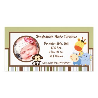 4x8 Photo Birth Announcement Jungle Play Photo Card Template