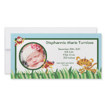 4x8 Photo Birth Announcement Rain-forest Jungle Customized Photo Card