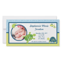 4x8 Photo Birth Announcement Turtle Reef Ocean Sea Customized Photo Card