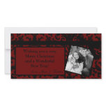 4x8 Red Damask Ribbon Frame PHOTO Christmas Card Personalized Photo Card