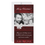 4x8 Red Floral Bow Ribbo PHOTO Christmas Card Customized Photo Card