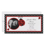4x8 Red Ladybug Photo Birth Announcement Photo Cards