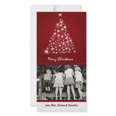 4x8 Red Snowflake XMAS Tree PHOTO Christmas Card Photo Card Template by AnnLeeDesigns