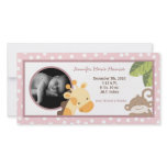 4x8 Safari Adventure Photo Birth Announcement Pink Photo Card
