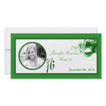 4x8 Sweet 16 Green Party Announcement Picture Card