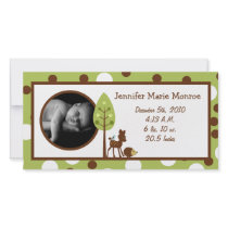 4x8 Woodland Friends Birth Announcement Custom Photo Card