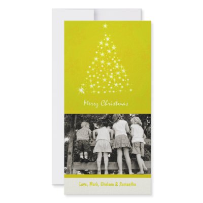 4x8 Yello Snowflake XMAS Tree PHOTO Christmas Card Personalized Photo Card by AnnLeeDesigns