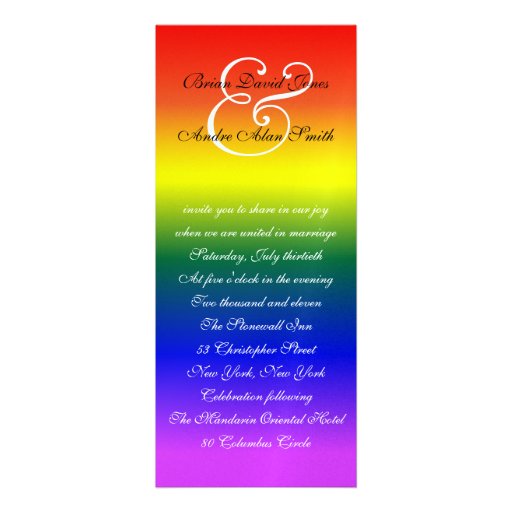 4x9 Gay Wedding Rainbow LGBT Pride Metallic Paper Invite