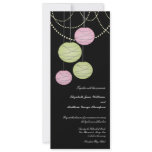 4x9 Long Wedding Pink Green Paper Lanterns Invite