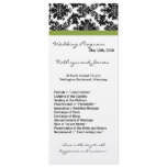 4x9 Wedding Program - Black Damask and Green Invitation