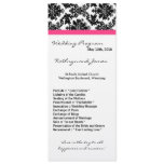 4x9 Wedding Program - Black Damask and Hot Pink Personalized Invitation