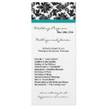 4x9, wedding, program, black, damask, teal,