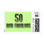 50 and fab disco theme postage stamp