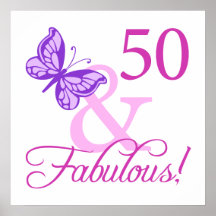 50 And Fabulous Birthday Gifts (Plum) Posters