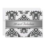 50 and Fabulous Damask Birthday Invitation