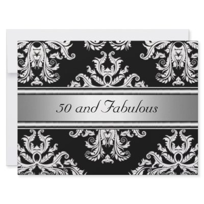 50 and Fabulous Damask Birthday Party Personalized Announcement by invitesnow