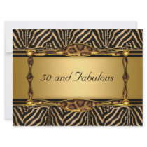 50 and Fabulous Gold  Birthday Party Invitation