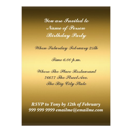 50 and Fabulous Gold  Birthday Party Invitation
