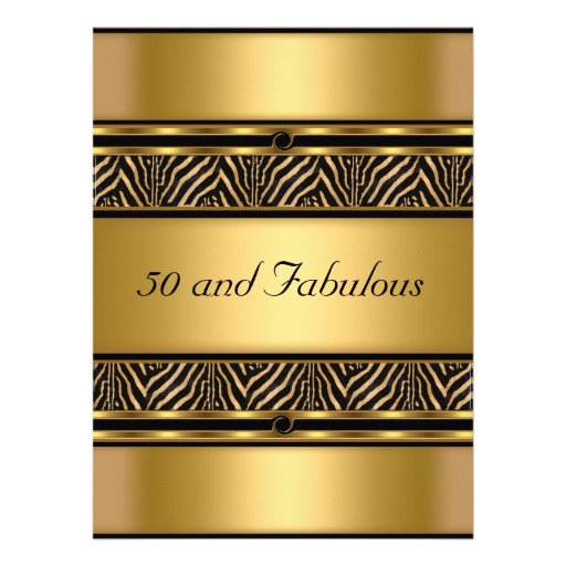 50 and Fabulous Gold  Birthday Party Invitation