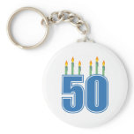 50 Birthday Candles (Blue / Green) Keychain