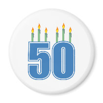 50 Birthday Candles (Blue / Green) Fridge Magnet