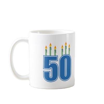 50 Birthday Candles (Blue / Green) Mugs by LushLaundry