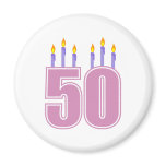 50 Birthday Candles (Pink / Purple) Fridge Magnet