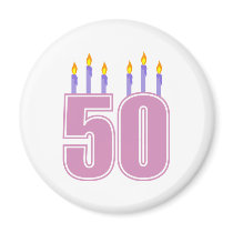 50 Birthday Candles (Pink / Purple) Fridge Magnet