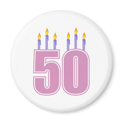 50 Birthday Candles (Pink / Purple) Fridge Magnet by LushLaundry