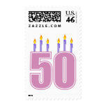 50 Birthday Candles (Pink / Purple) Postage Stamp