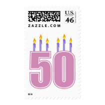 50 Birthday Candles (Pink / Purple) Postage Stamp